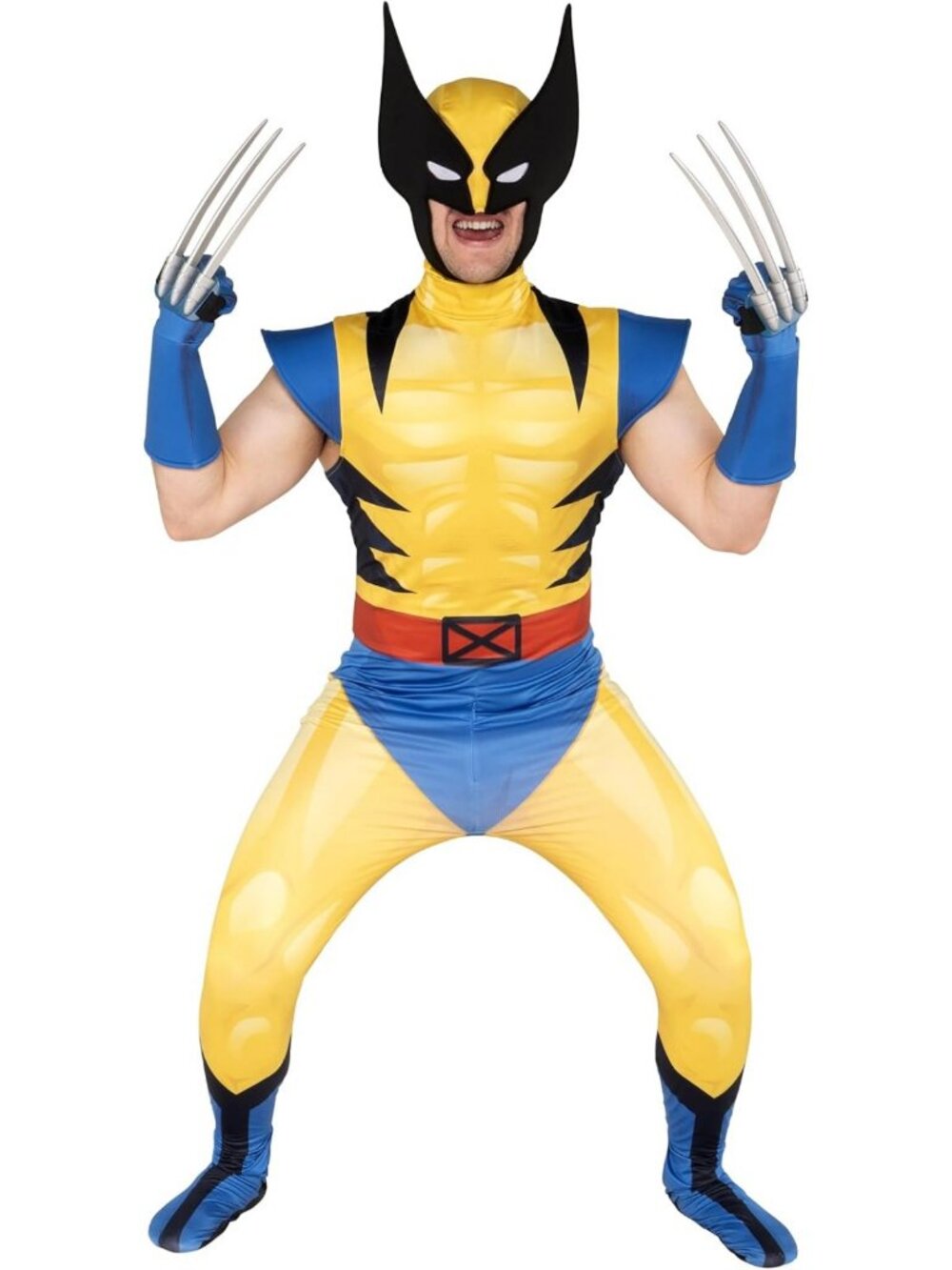 Deluxe Adult Wolverine Halloween Costume - Stretch Spandex Suit with Gloves